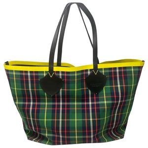 Burberry giant tote reversible blue green tartan